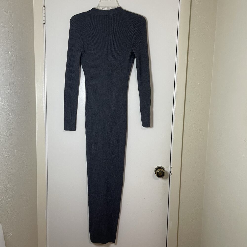 Torn by Ronny Kobo Vianne Ribbed Knit Maxi Sweater Dress Gray Button Front XS - Picture 5 of 7